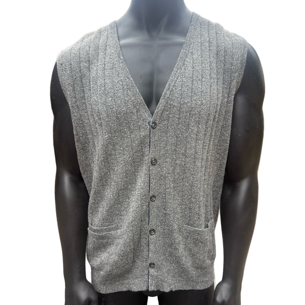 Jos. A. Bank 1905 merino Wool Sweater Vest Gray Button down with pockets.